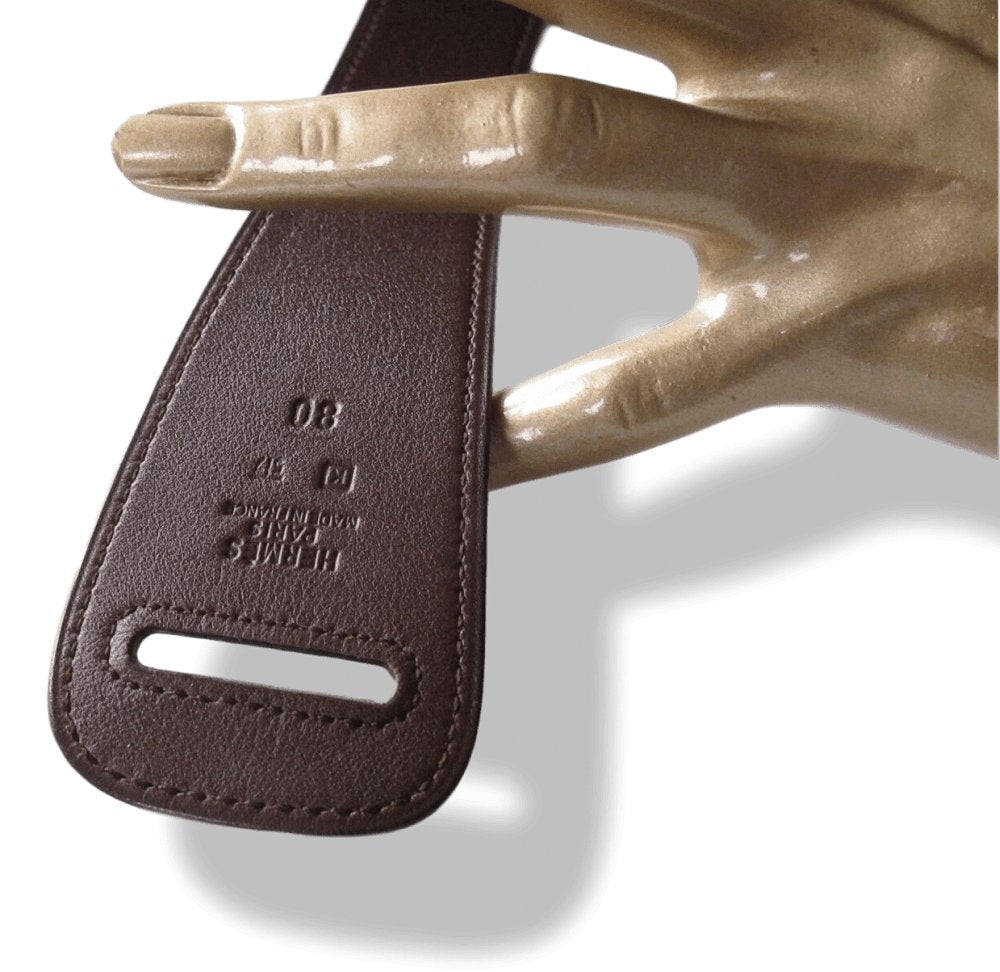 Hermes 2007 Chocolat Leather Xtra Supple Complete Belt to Tie Sz 80, Rare! - poupishop