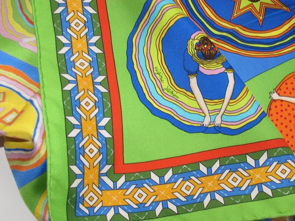 Hermes 2007 Green/Blue/Rose Belles du Mexique Twill 90 - poupishop