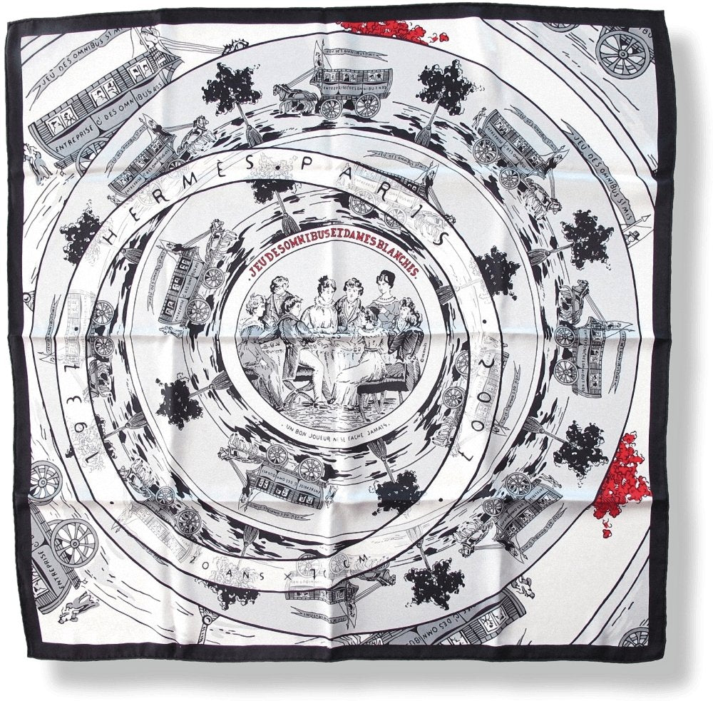 Hermes Collector JEU DE OMNIBUS ET DAMES BLANCHES Silk 70