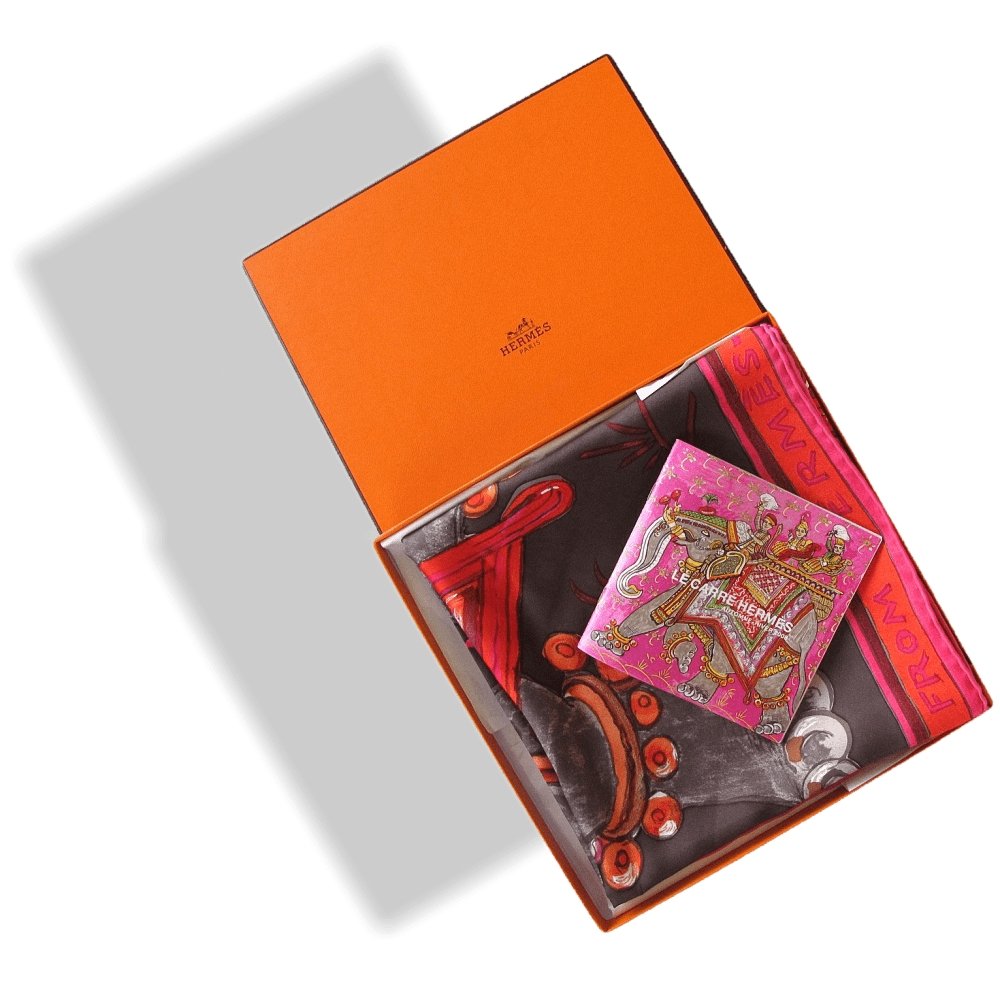 Hermes Beloved India Blanc Matte Overlay Twill Silk