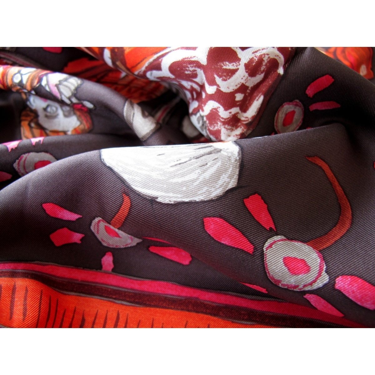 Hermes Beloved India Blanc Matte Overlay Twill Silk