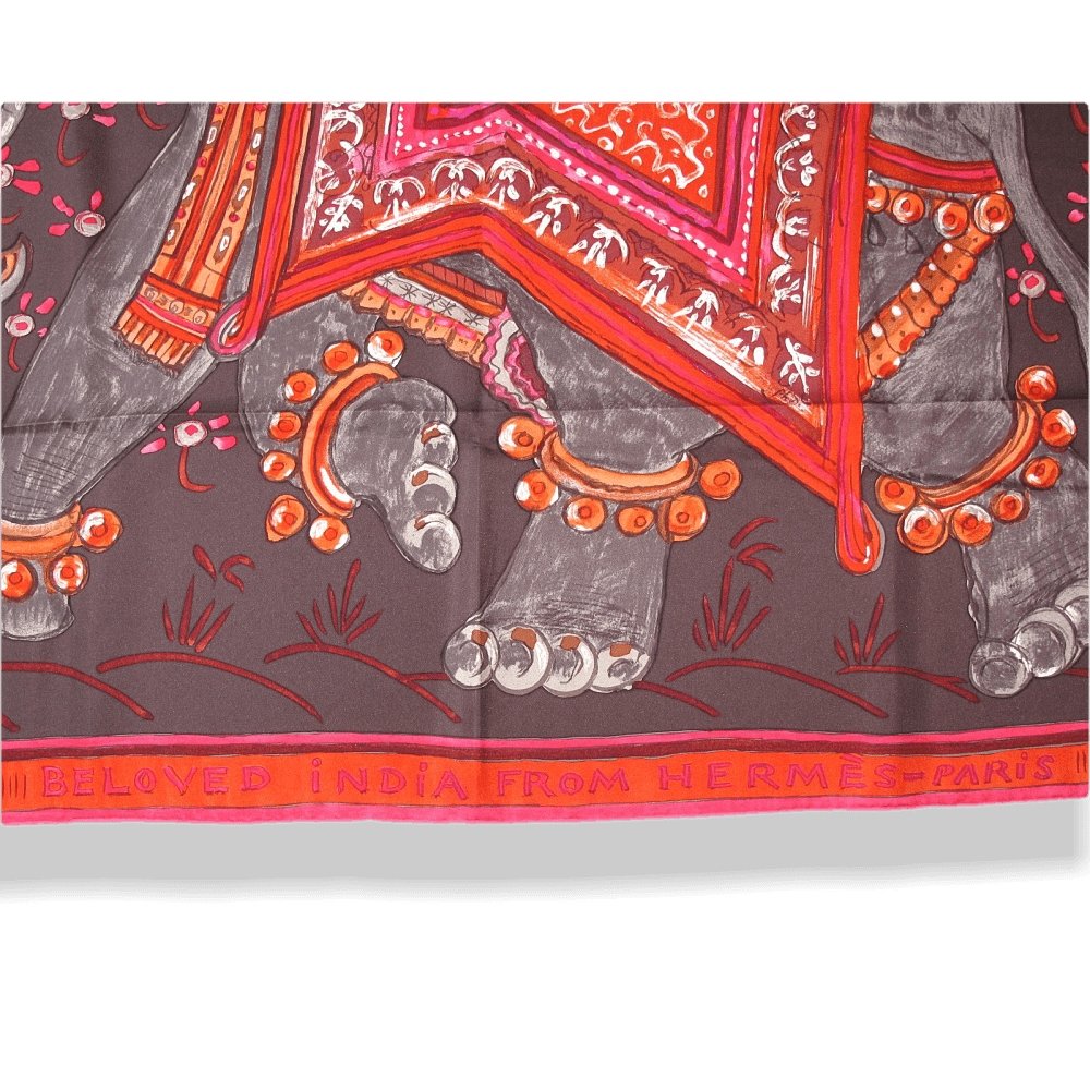 Hermes Beloved India Blanc Matte Overlay Twill Silk