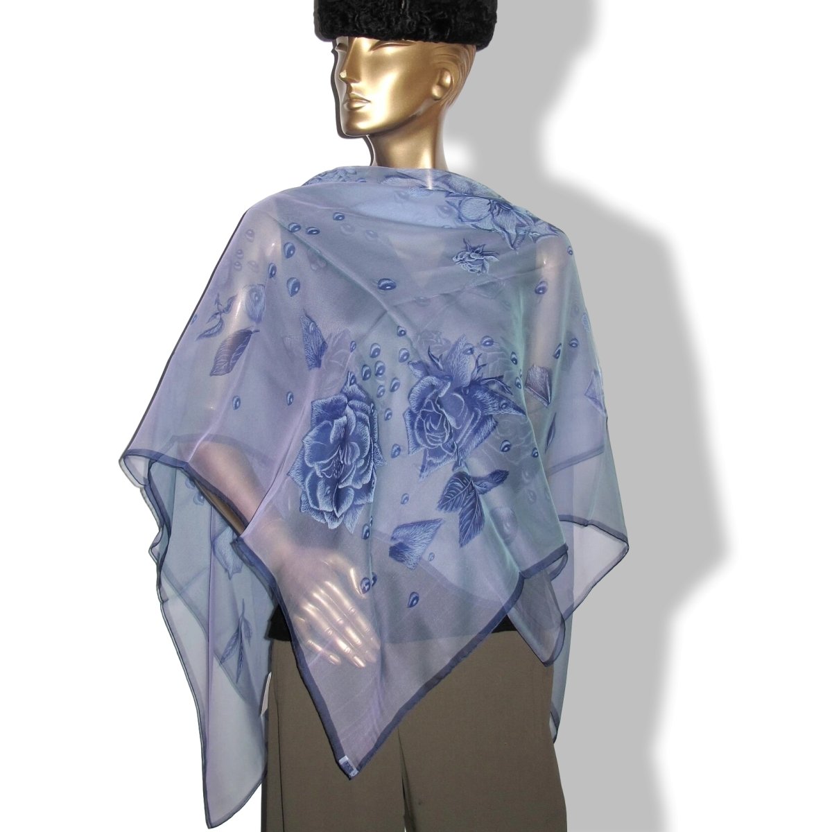 Hermes 2008 Blue LA ROSEE Mousseline of Silk Changeante Muslin 140 , NIB!