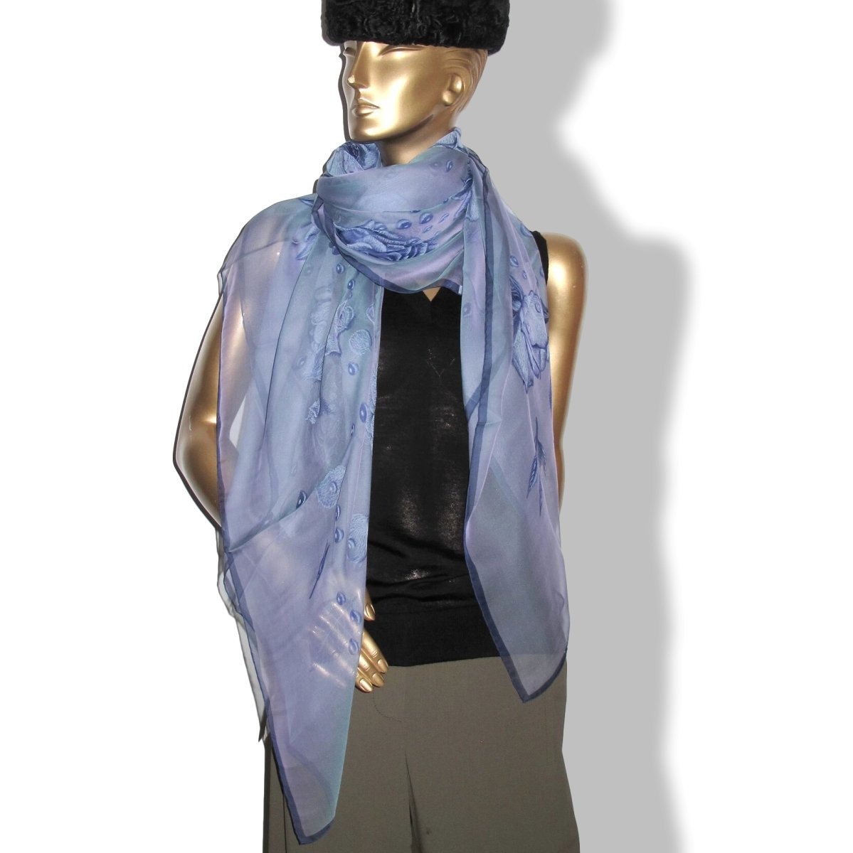 Hermes 2008 Blue LA ROSEE Mousseline of Silk Changeante Muslin 140 , NIB!