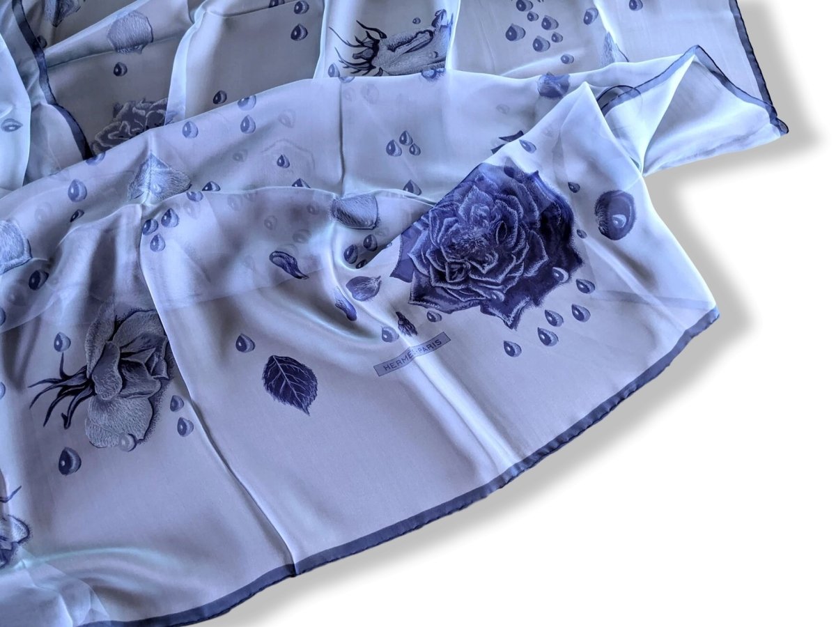 Hermes 2008 Blue LA ROSEE Mousseline of Silk Changeante Muslin 140 , NIB!