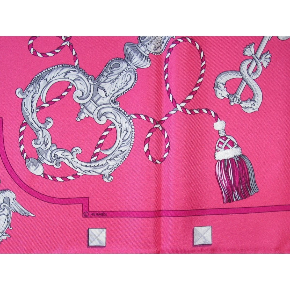 Hermes Les Cles by Caty Latham Twill Silk 90