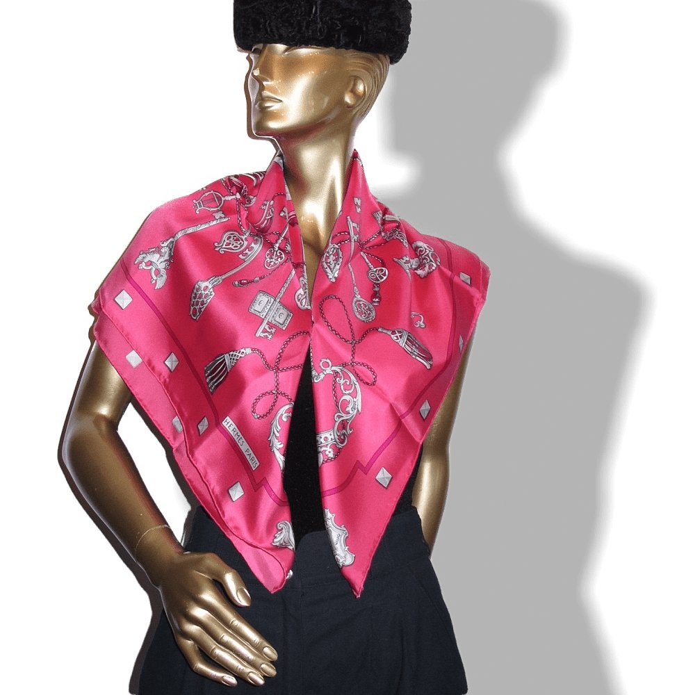Hermes Les Cles by Caty Latham Twill Silk 90
