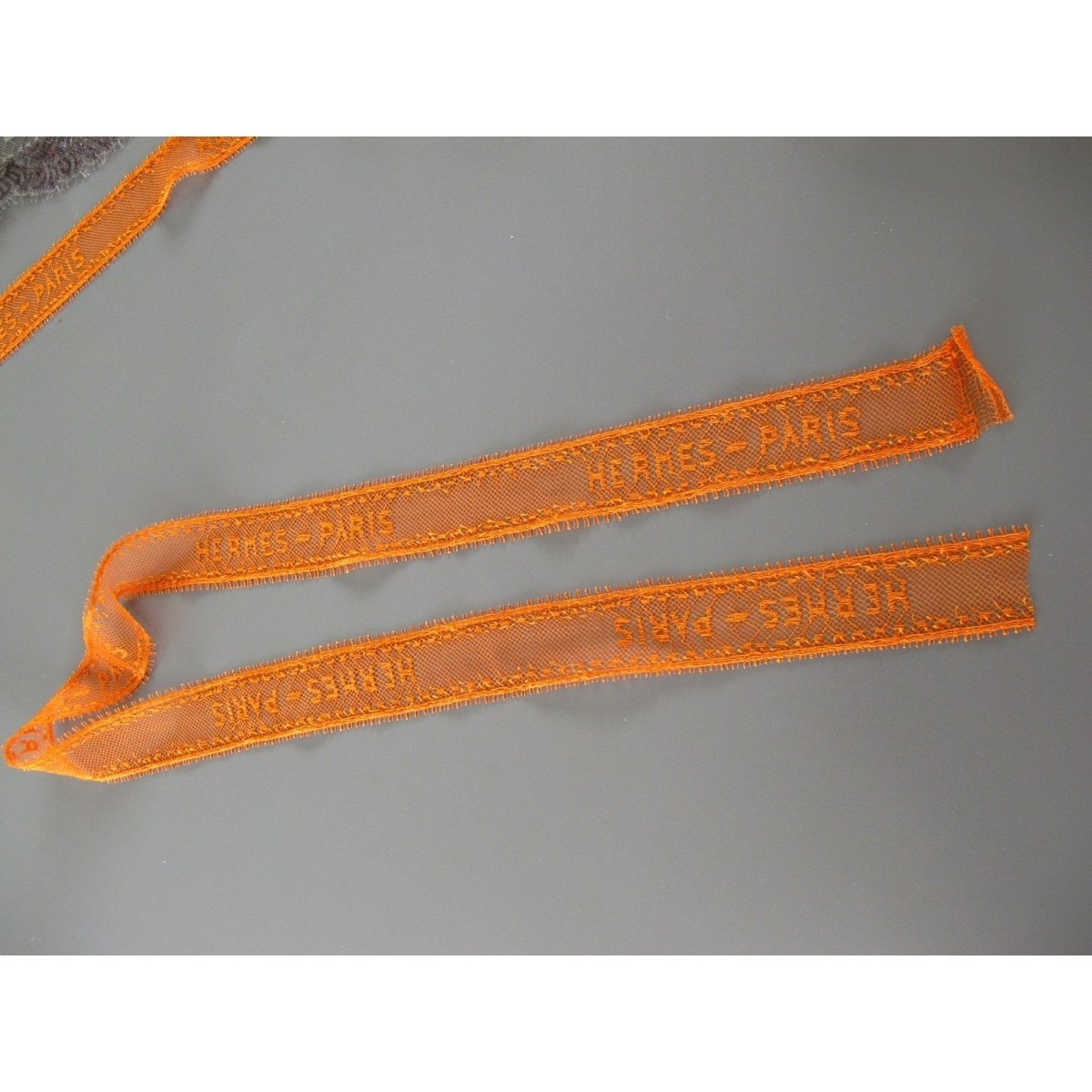 Hermes 2008 Limited Opening Store lot of Etoupe and Orange Lace Dentelles Embroidered Twillies Bandeau, New! - poupishop