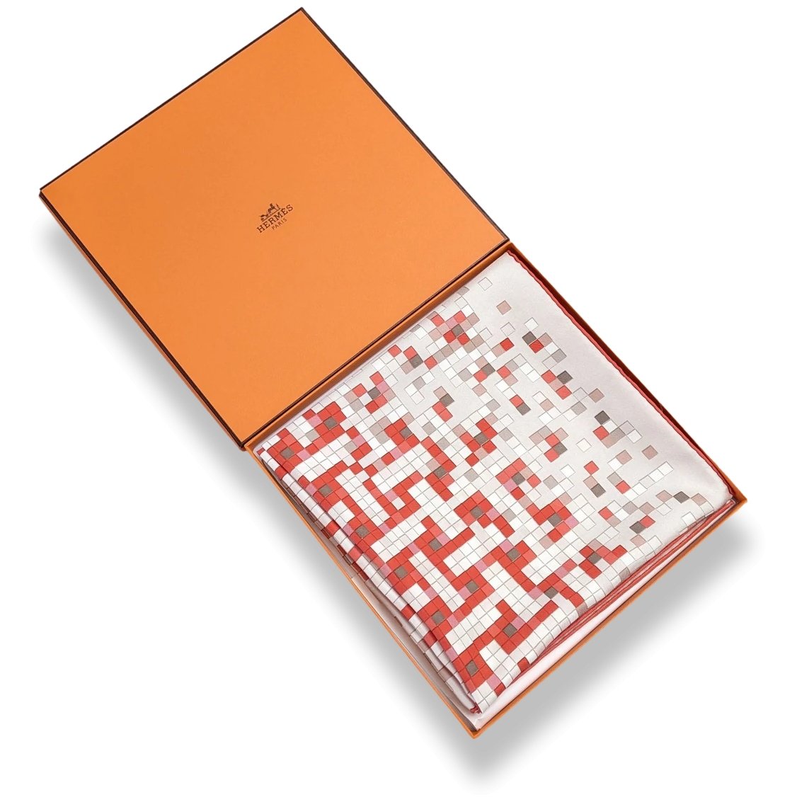 Hermes 2008 Rouge/Mastic/Gris "Mosaique au 24 Faubourg" by Benoit Pierre Emery Twill 90, NIB!