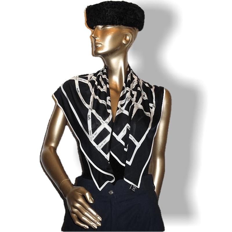 Hermes 2009 Black & White Bolduc Jersey Fluide 90cm, New! - poupishop