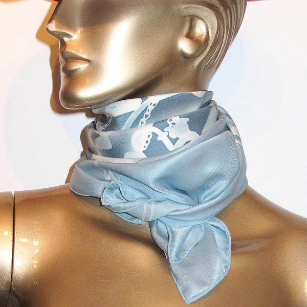 Hermes 2009 Blue Please Check In Vintage Silk 70,