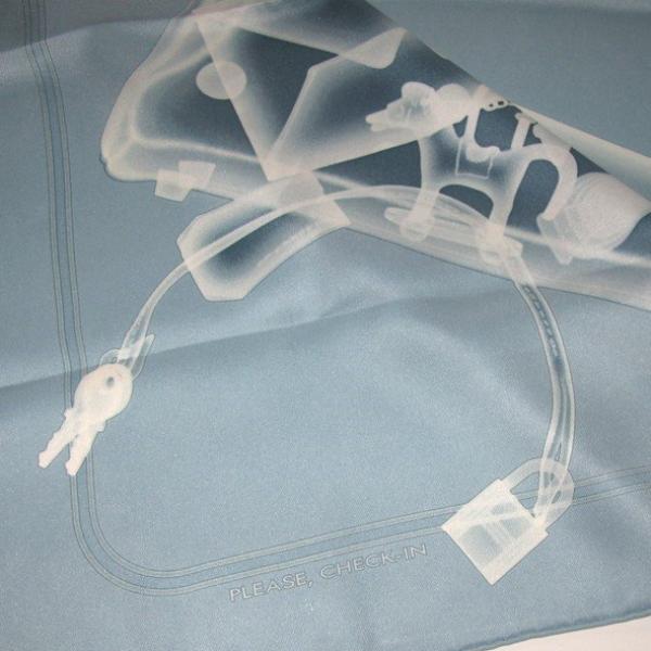 Hermes 2009 Blue Please Check In Vintage Silk 70 - poupishop