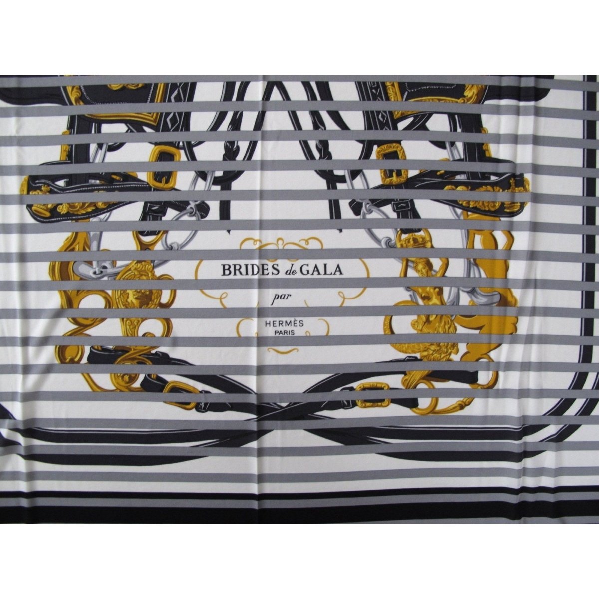 Hermes 2009 B/W Brides de Gala Bayadere Jersey Fluide 90, New! - poupishop