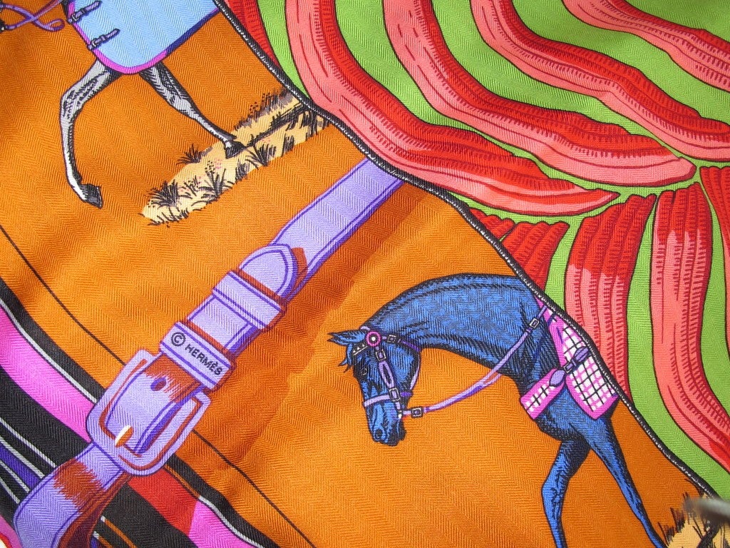 Hermes 2009 Carre en Carres by Bali Barret Concept Cashmere Shawl 140 - poupishop