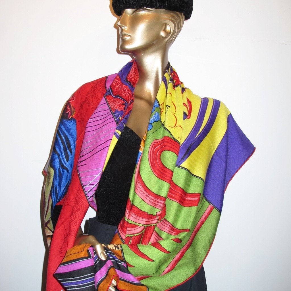 Hermes 2009 Carre en Carres Shawl 140 by Bali Barret
