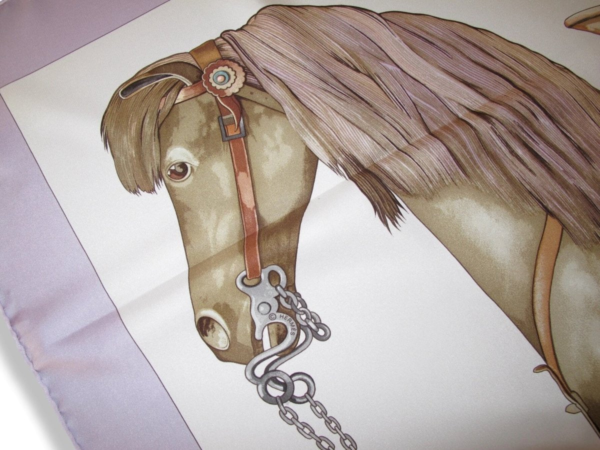 Hermes 2009 Lilas/Blanc MON PETIT CHEVAL MEXICAIN by Wlodek Kaminski Twill 90, MINT!