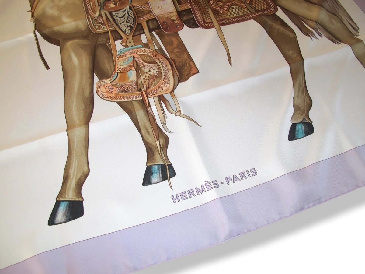 Hermes 2009 Lilas/Blanc MON PETIT CHEVAL MEXICAIN by Wlodek Kaminski Twill 90, MINT!