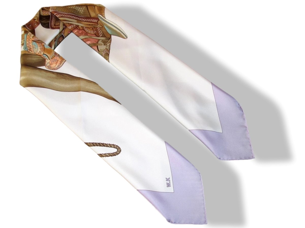 Hermes 2009 Lilas/Blanc MON PETIT CHEVAL MEXICAIN by Wlodek Kaminski Twill 90, MINT!