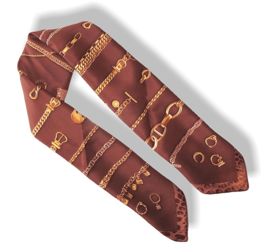 Hermes Gold Chaines et Gourmettes Vintage silk 70