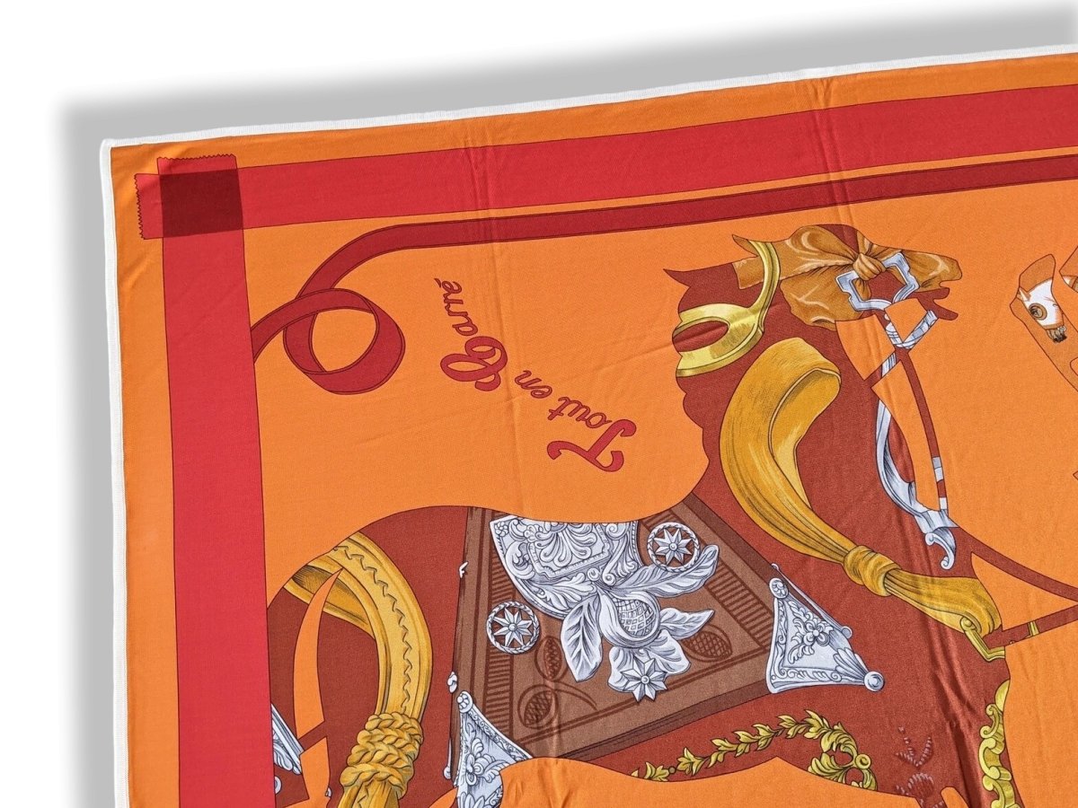 Hermes 2009 Orange/Rouge TOUT EN CARRE by Bali Barret Jersey Fluide 90, New!