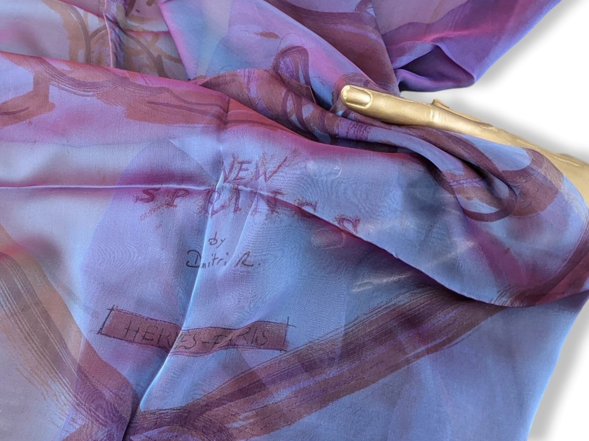 Hermes 2009 Purple/Blue NEW SPRINGS by Dimitri Rybaltchenko Changeante Mousseline 140, New!