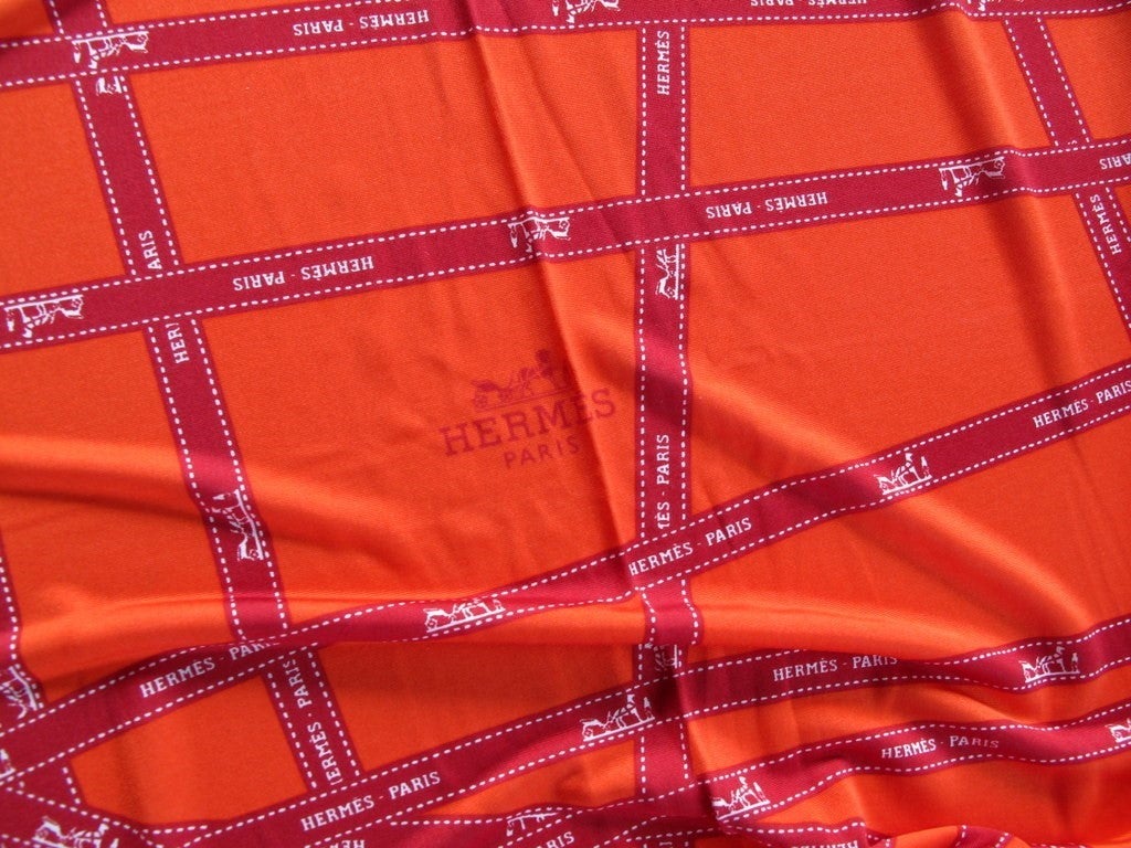 Hermes 2009 Red Orange Bolduc Jersey Fluide 90, New! - poupishop