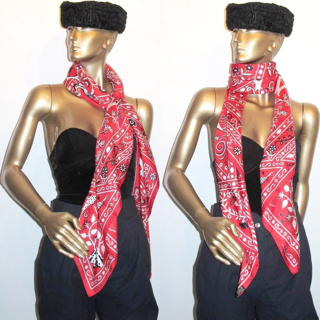 Hermes 2009 Red Peuple du Vent Bandana Shawl GM New Box!