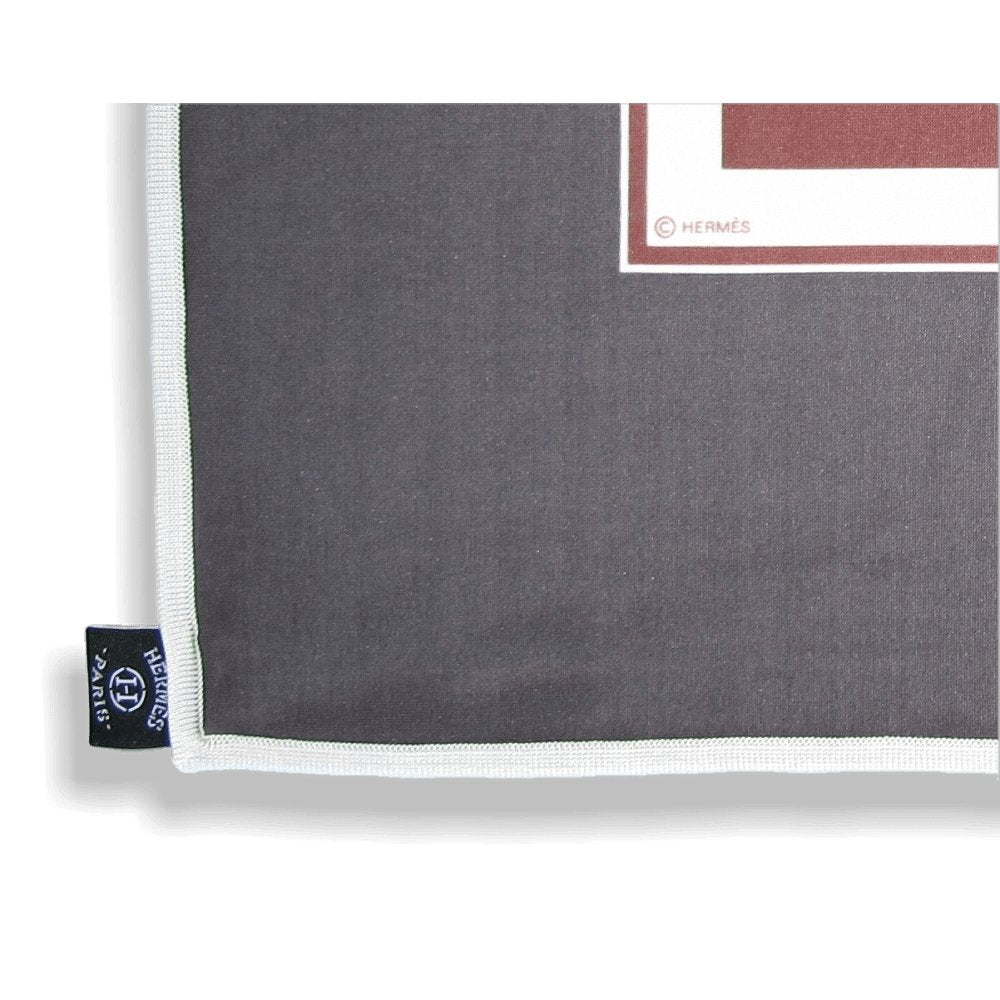 Hermes 2010 Anthracite Chocolat White Ex Libris by Hugo Grygkar Jersey Fluide 90cm, New with flaw! - poupishop