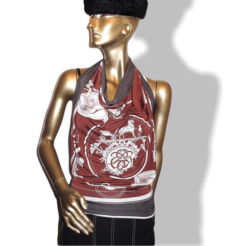 Hermes 2010 Anthracite Chocolat White Ex Libris by Hugo Grygkar Jersey Fluide 90cm, New with flaw! - poupishop