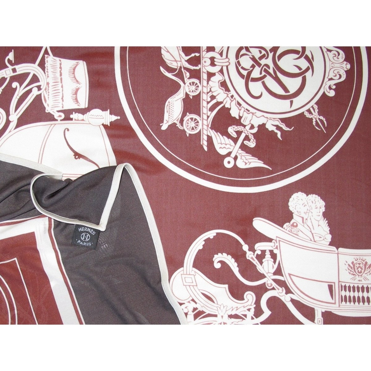 Hermes 2010 Anthracite Chocolat White Ex Libris by Hugo Grygkar Jersey Fluide 90cm, New with flaw! - poupishop