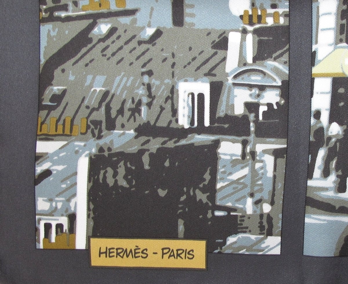 Hermes 2010 Anthracite Turquoise Quand Soudain Vintage Silk 70, NIB! - poupishop