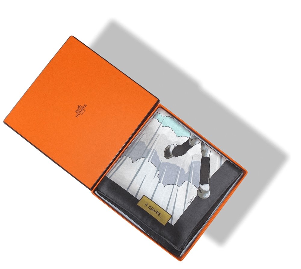 Hermes 2010 Anthracite Turquoise Quand Soudain Vintage Silk 70, NIB! - poupishop