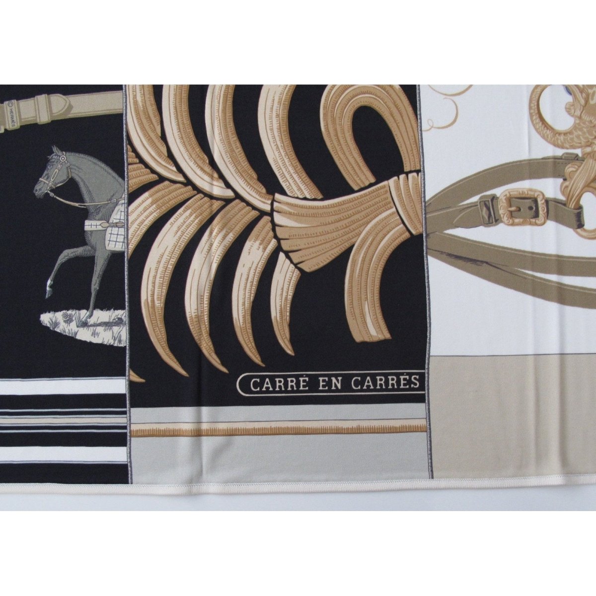 Hermes 2010 Black & White Carre en Carres Jersey Fluide 90cm, New! - poupishop