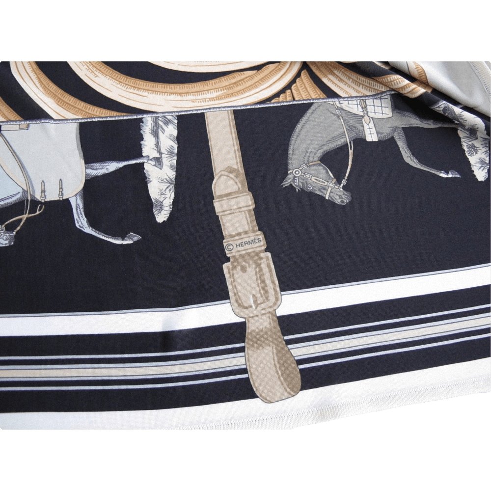 Hermes 2010 Black & White Carre en Carres Jersey Fluide 90cm, NIB! - poupishop