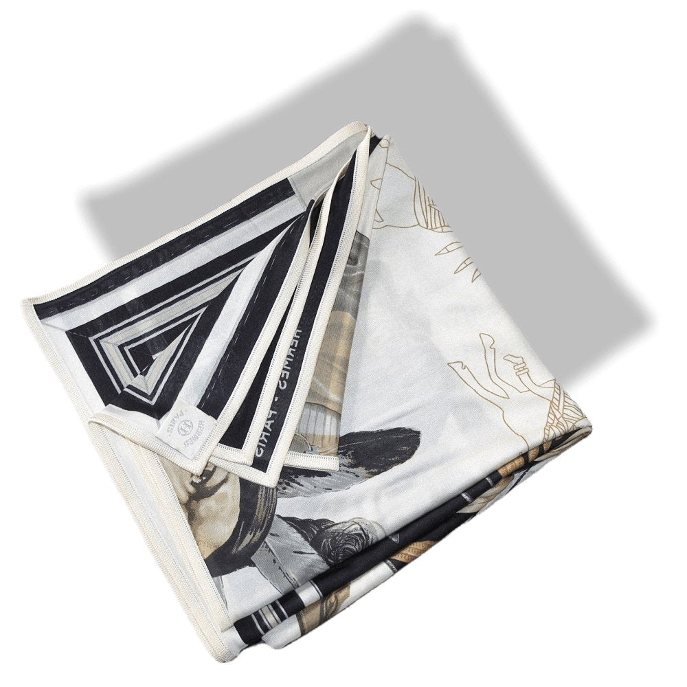Hermes 2010 Black & White Carre en Carres Jersey Fluide 90cm, NIB! - poupishop