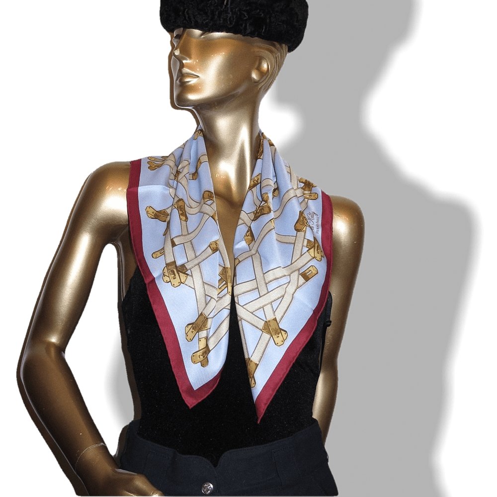 Hermes 2010 Bordeaux Ciel Tres Kelly by Benoit Pierre Emery Vintage Silk 70, New! - poupishop