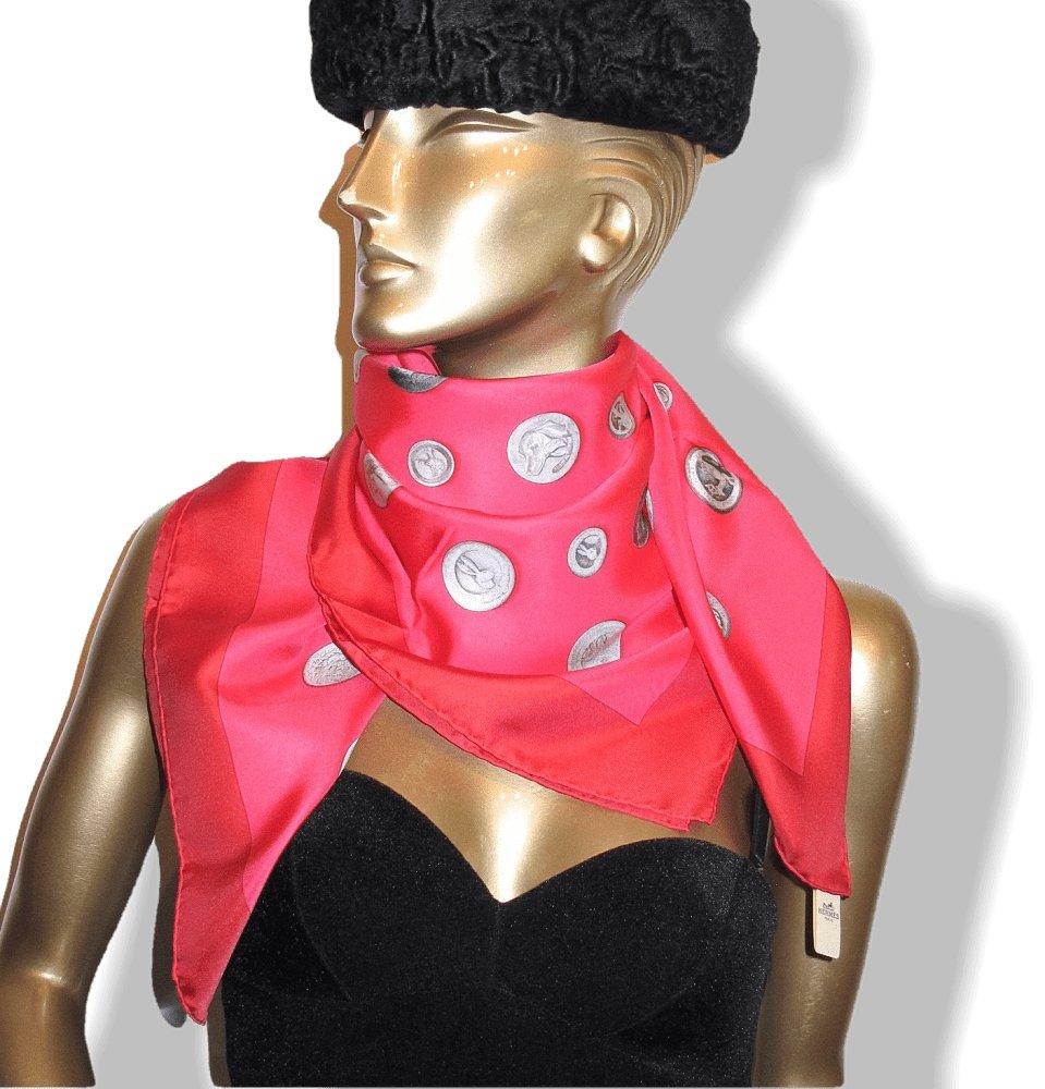Hermes 2010 cw02 Raspberry & Hot Pink Boutons de Veneries by Wlodek Kaminski Twill 90cm, NWT! - poupishop