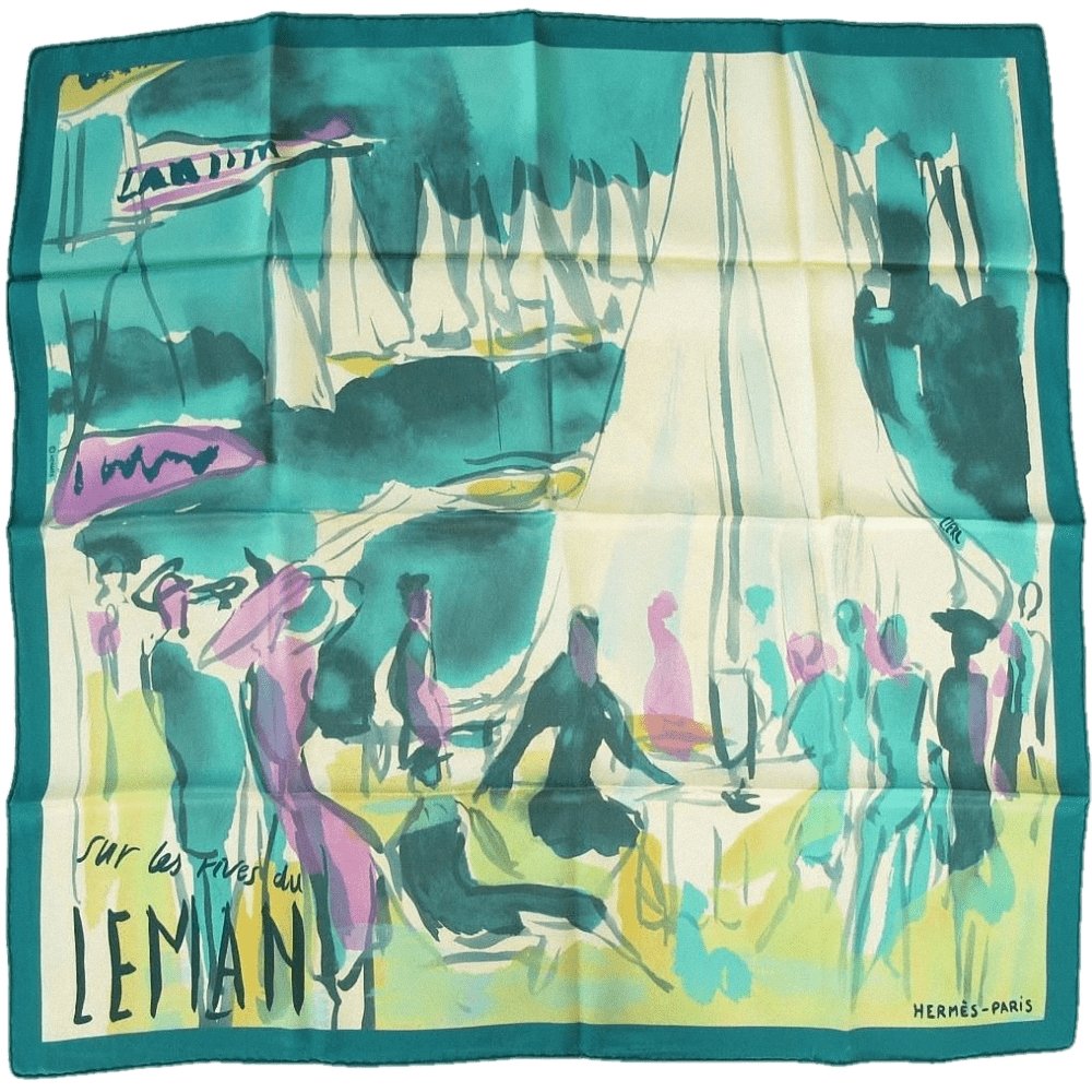 Hermes 2010 cw06 Sur Les Rives du Leman by Jean-Louis Clerc Vintage Silk 70cm Carre - poupishop