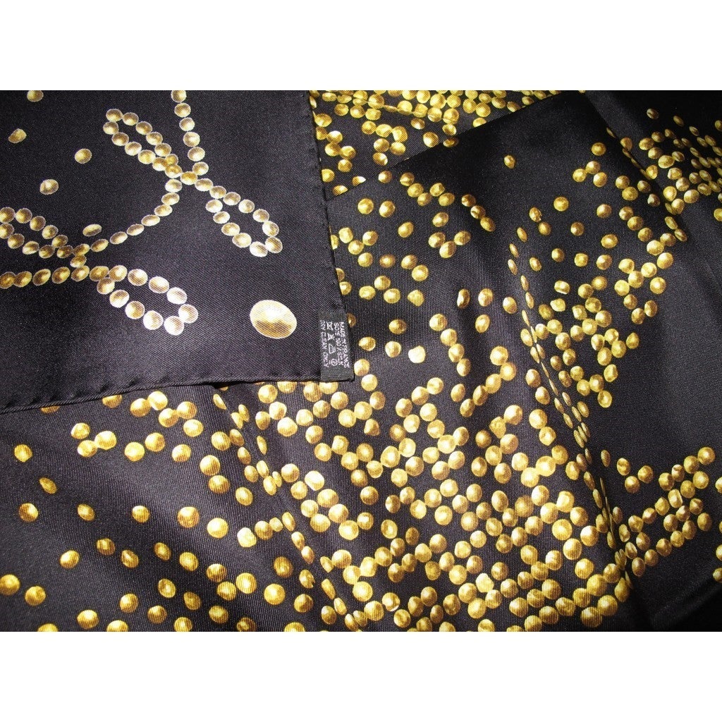 Hermes 2010 cw08 Black/Gold Cheval de Legende Twill 90cm, New! - poupishop