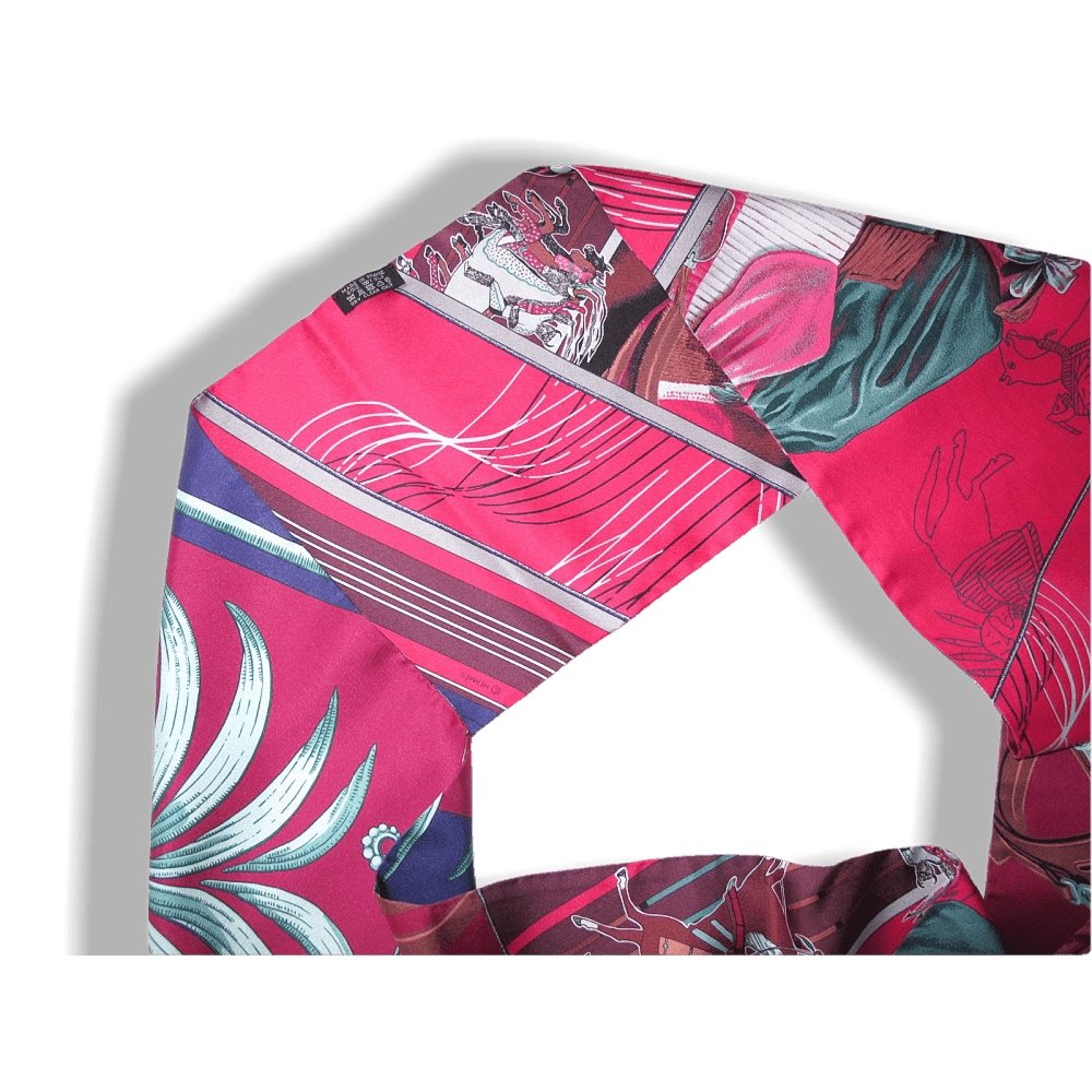 Hermes 2010 Fuchsia Vert Carre en Carres Maxi Twilly Scarf, NIB! - poupishop