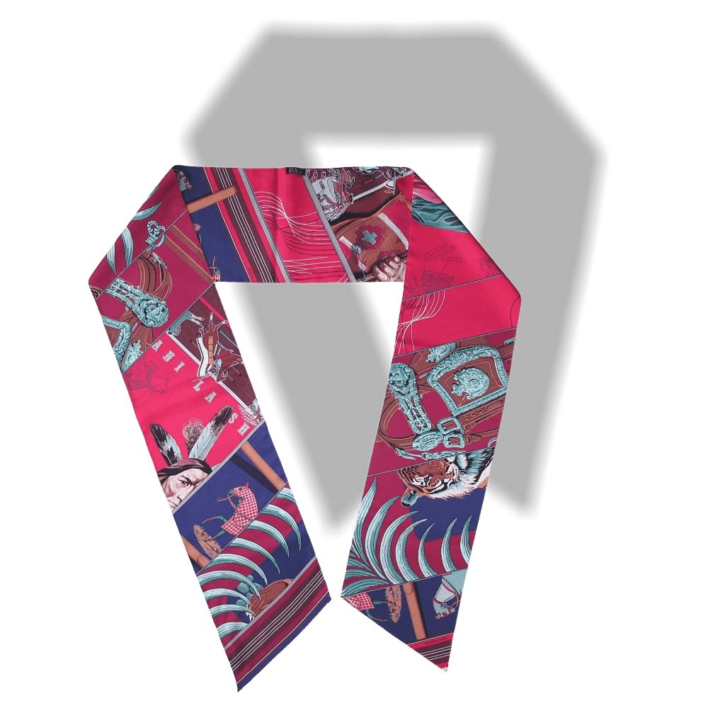 Hermes 2010 Fuchsia Vert Carre en Carres Maxi Twilly Scarf, NIB! - poupishop