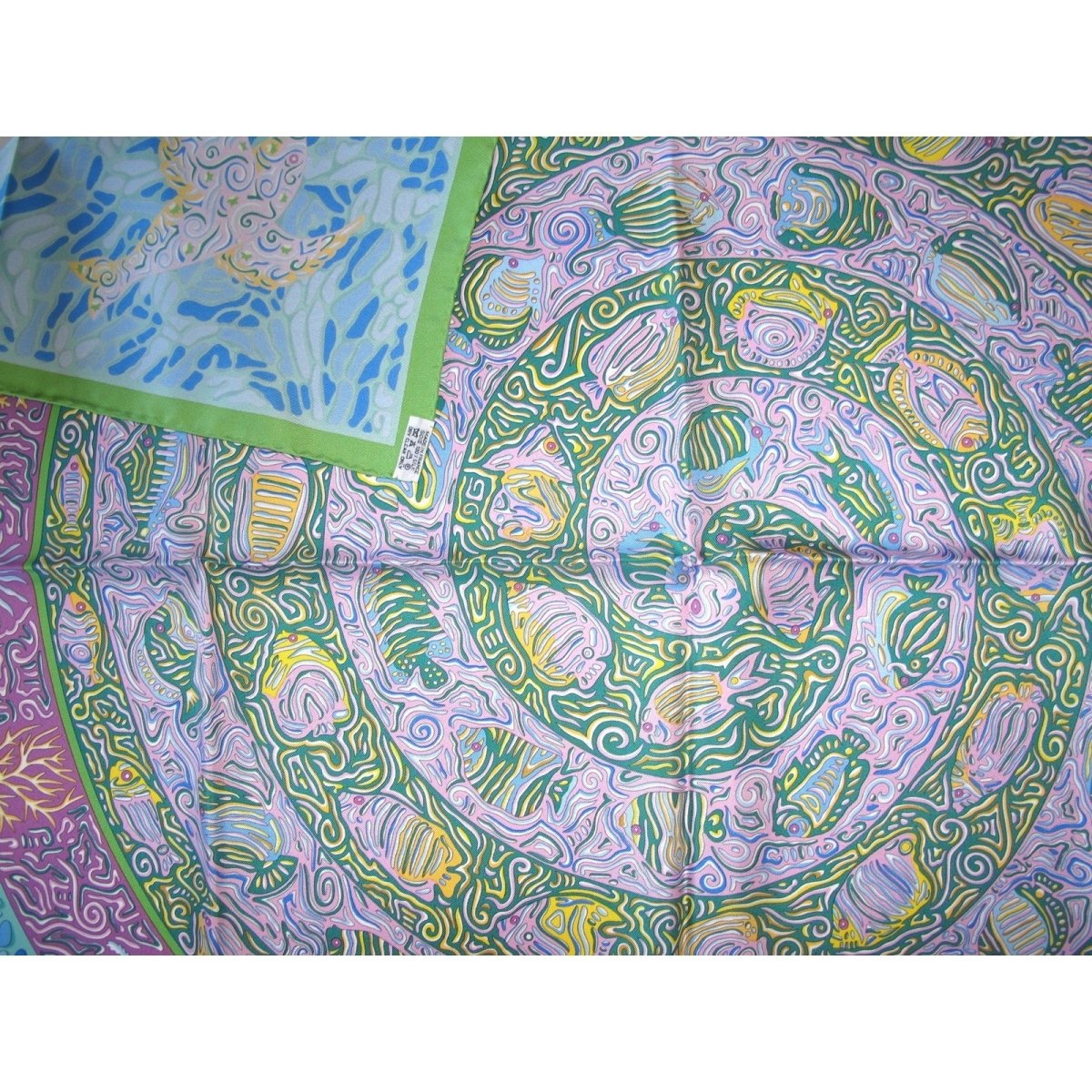Hermes 2010 Geen Turquoise Rose La Legende du Poisson Corail Twill 90cm, NIB! - poupishop