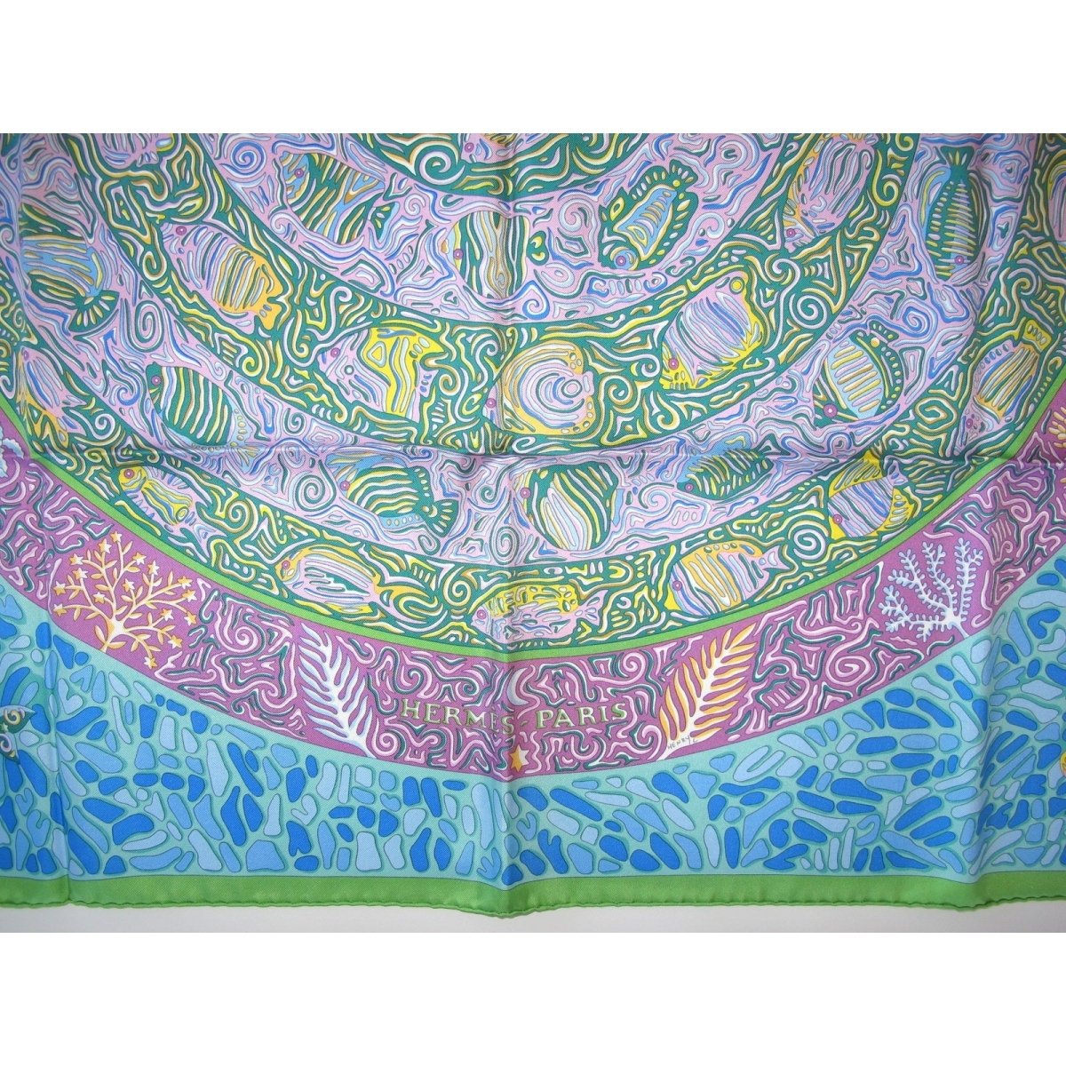 Hermes 2010 Geen Turquoise Rose La Legende du Poisson Corail Twill 90cm, NIB! - poupishop