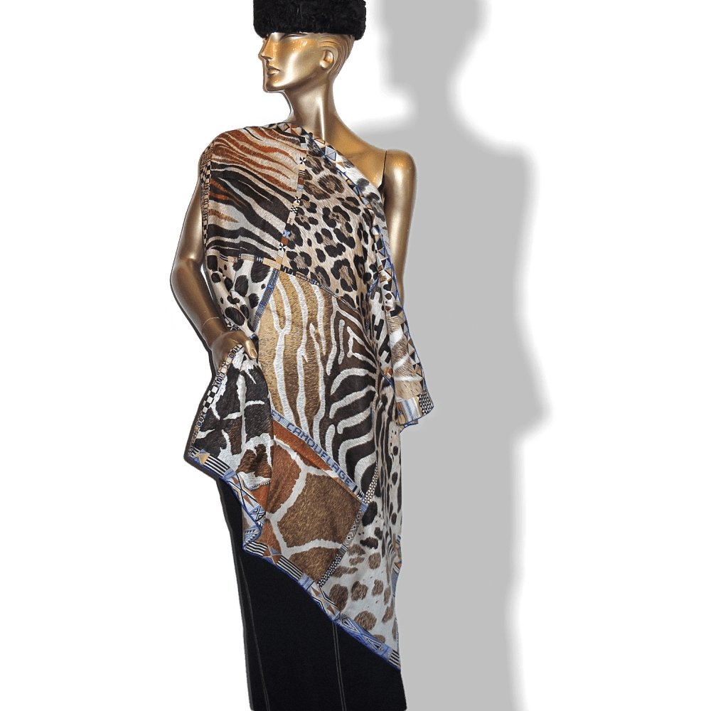 Hermes 2010 Ink Brown Orange Pelages Camouflages by Aline Honore Twill 90cm, New! - poupishop