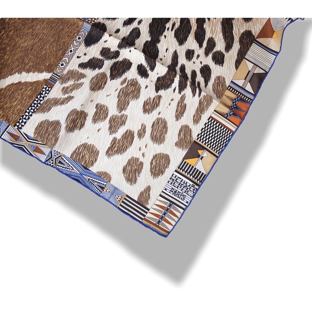 Hermes 2010 Ink Brown Orange Pelages Camouflages by Aline Honore Twill 90cm, New! - poupishop