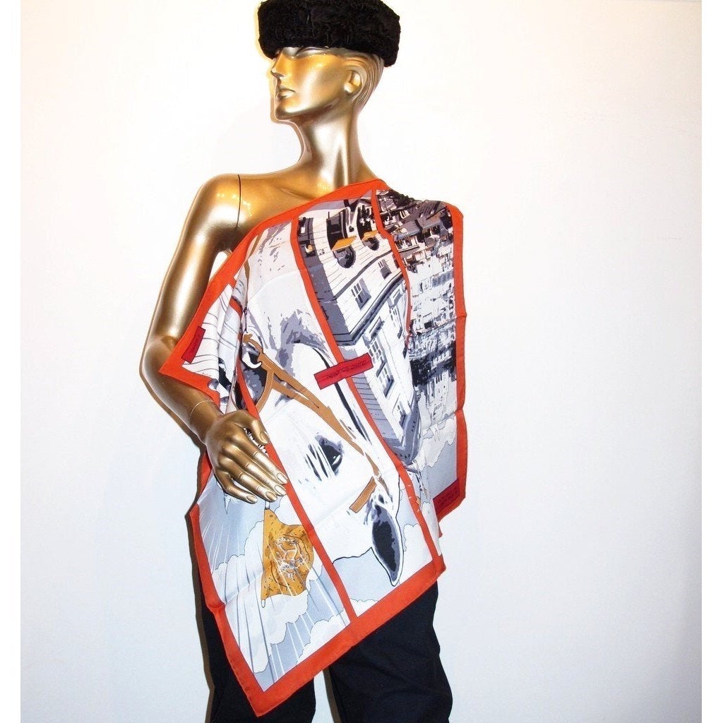 Hermes 2010 Orange Quand Soudain Vintage Silk 70, New! - poupishop