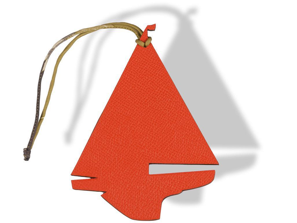 Hermes 2010 Orange/Red Rouille Boat Petit H Bag Charm GM, NIB! - poupishop