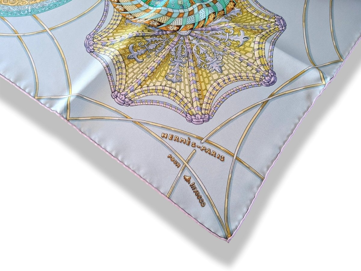 Hermes 2010 Pale Green/Lilac./Aqua SPECIAL ISSUE for INVESCO LES DOMES CELESTES Twill 90cm, NIB! - poupishop