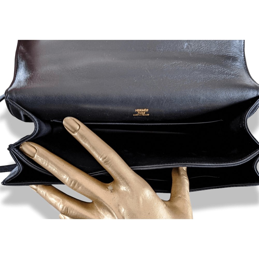 Hermes 2010s Limited Edition Black Satin CONSTANCE ELAN 25 Bag Handbag, Rare!