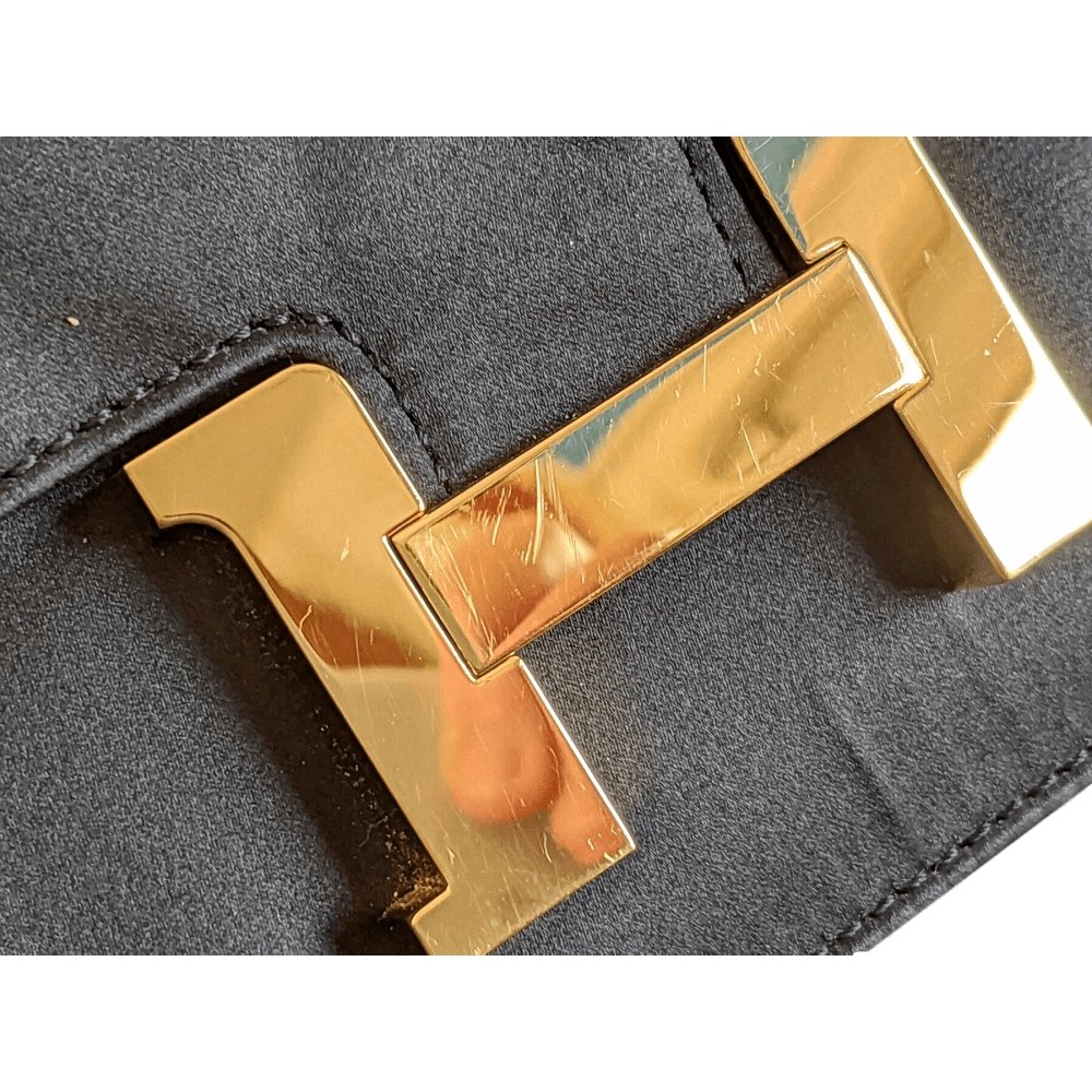 Hermes 2010s Limited Edition Black Satin CONSTANCE ELAN 25 Bag Handbag, Rare!